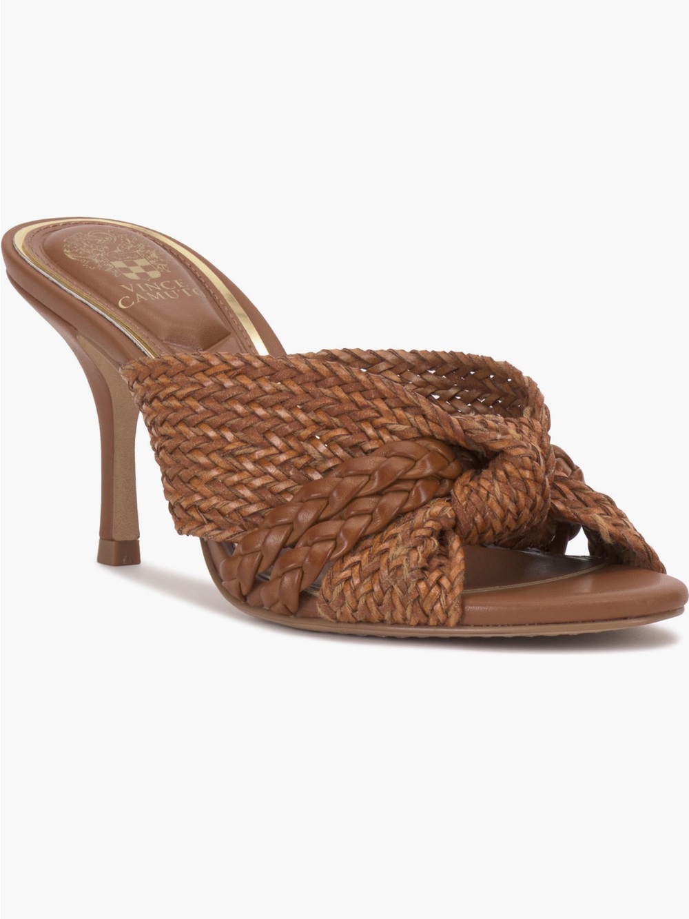 Cognac Braided Knot Mule Heel